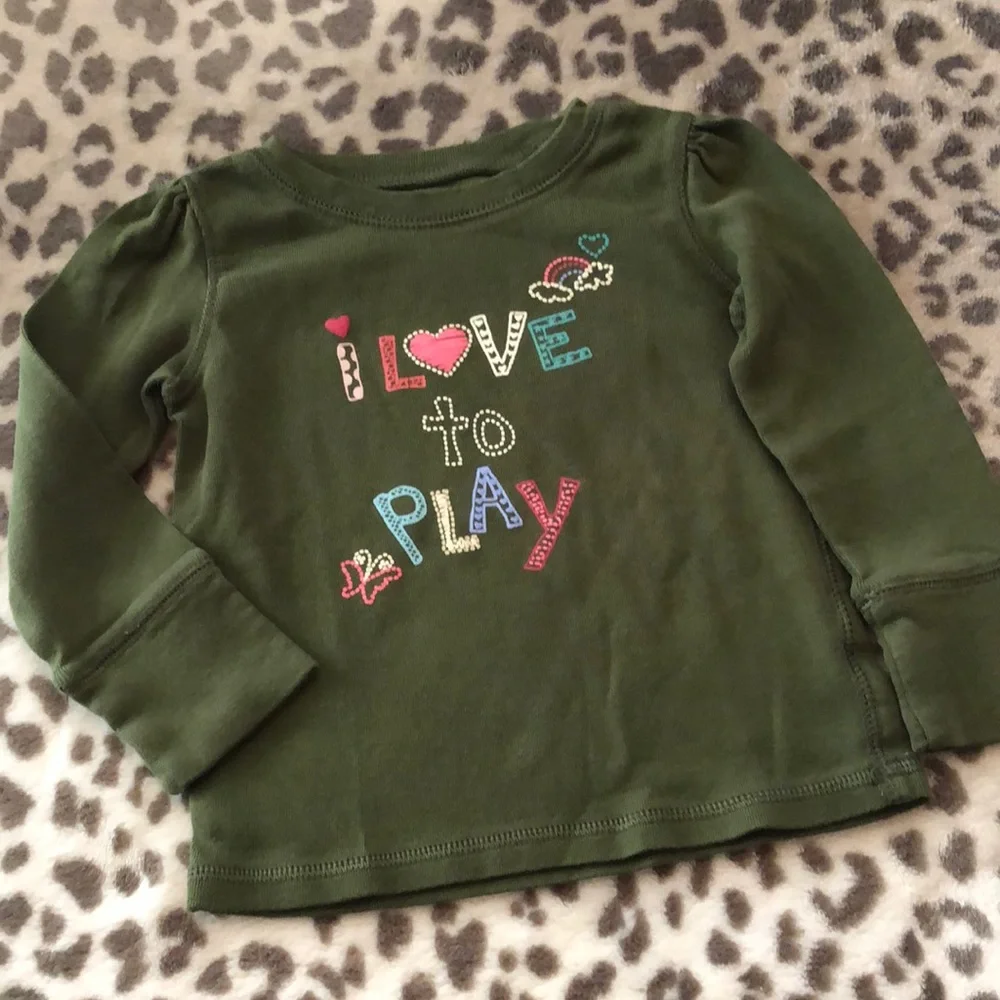 2007 babyGap Long Sleeve Graphic Top in Green Size 18-24 Months Toddler Girl